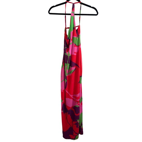 AFRM Foley Cold Shoulder Open Back Gown Graphic Floral Dress Tropical Mesh Sz XS - Picture 3 of 5